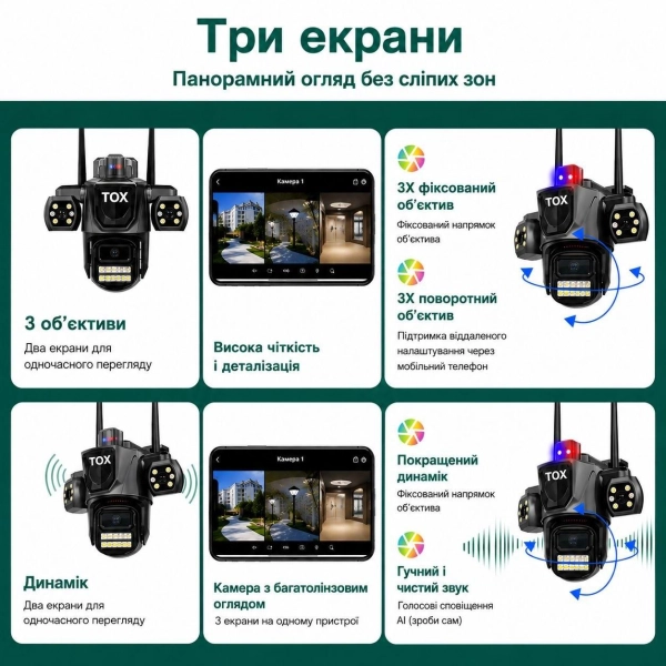 Зовнішня IP WiFi камера TOX EP17-SP3 Автостеження за людиною ICSEE