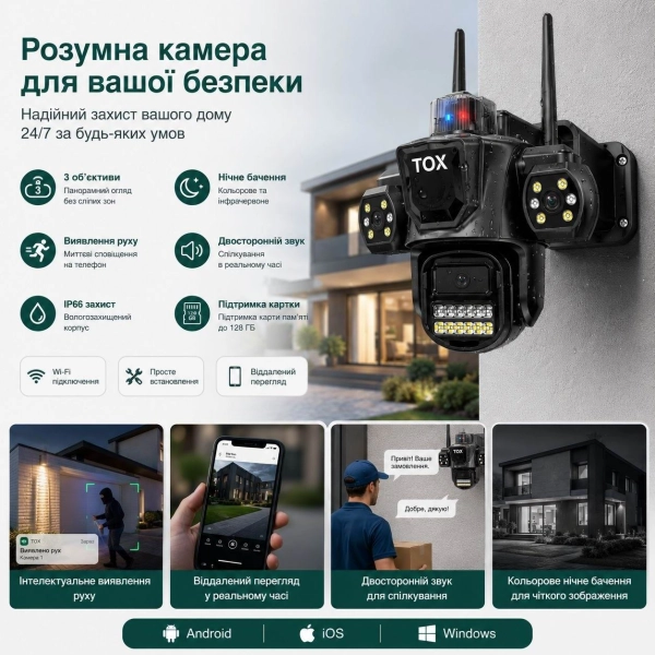Зовнішня IP WiFi камера TOX EP17-SP3 Автостеження за людиною ICSEE