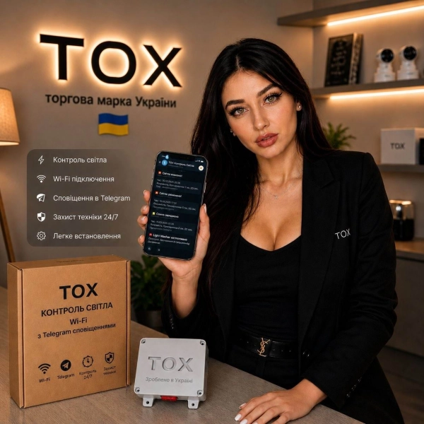 TOX Контроль Світла MAX Wi-Fi - повідомлення про відключення світла в Telegram