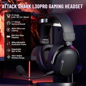 Навушники ATTACK SHARK L30PRO, об'ємний звук 7.1, драйвери 50 мм - Black