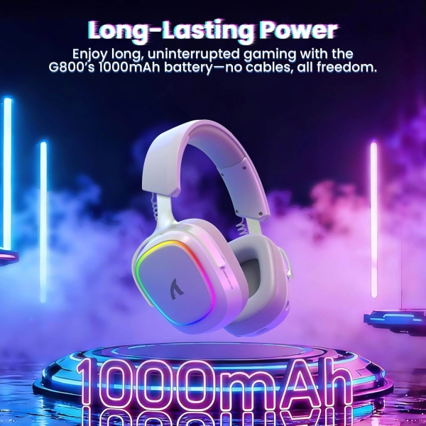 Навушники ATTACK SHARK G800, об'ємний звук 7.1, Bluetooth/2.4G для ПК, PS5, PS4, Xbox Білі