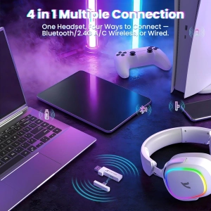 Навушники ATTACK SHARK G800, об'ємний звук 7.1, Bluetooth/2.4G для ПК, PS5, PS4, Xbox Білі