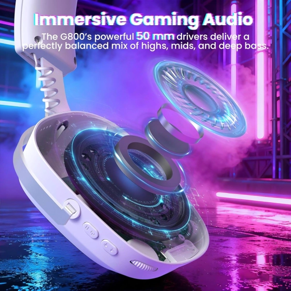 Навушники ATTACK SHARK G800, об'ємний звук 7.1, Bluetooth/2.4G для ПК, PS5, PS4, Xbox Білі