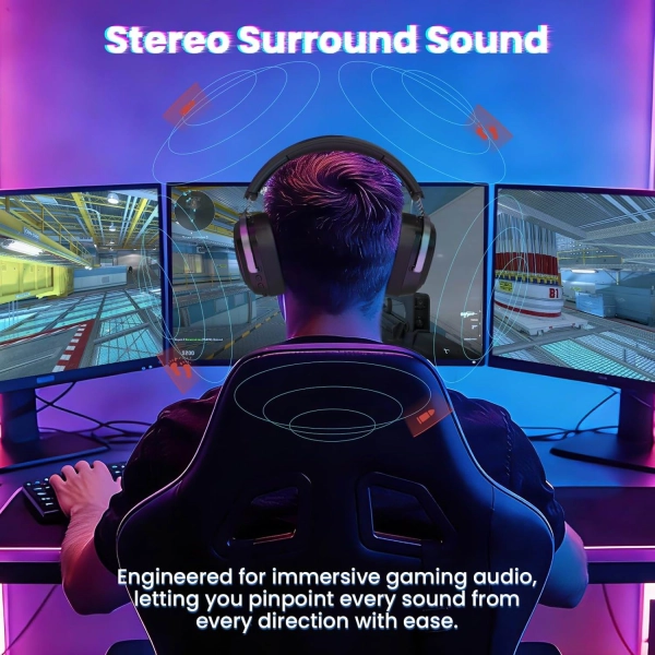 Навушники ATTACK SHARK G800, об'ємний звук 7.1, Bluetooth/2.4G для ПК, PS5, PS4, Xbox Чорного кольору