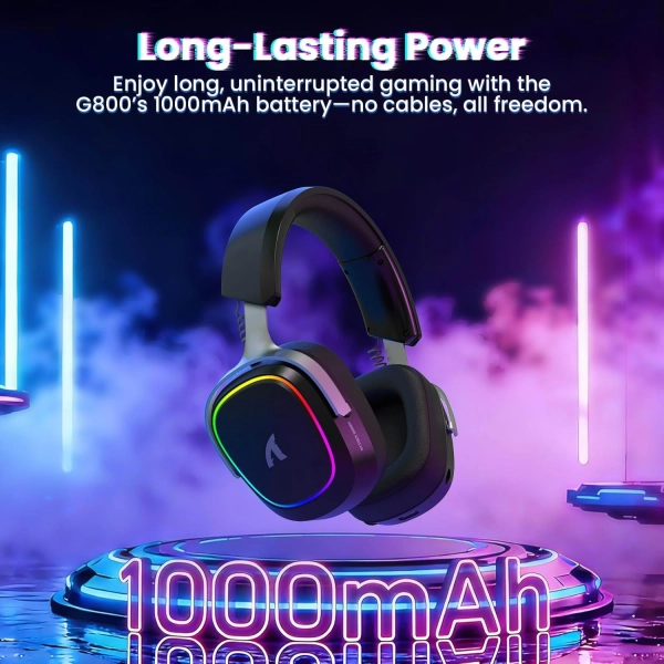 Навушники ATTACK SHARK G800, об'ємний звук 7.1, Bluetooth/2.4G для ПК, PS5, PS4, Xbox Чорного кольору